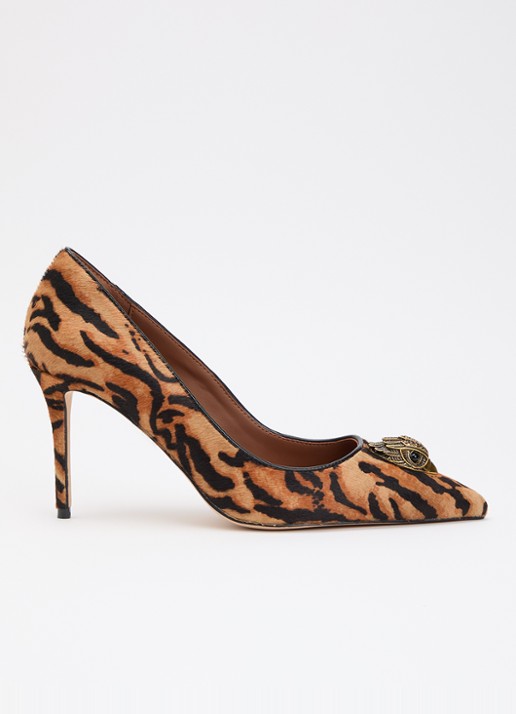 Kurt Geiger Belgravia pump met tijgerprint - voorkant camel