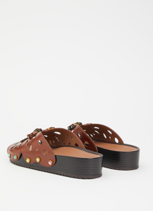 Kurt Geiger Boho Butterfly Flat sandaal van leer met strass - achterkant 2 bruin
