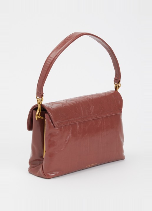 Kurt Geiger Celia schoudertas van leer met quilt patroon - achterkant steenrood