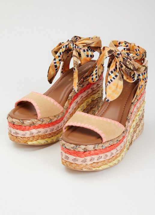 Kurt Geiger Chelsea Scarf sandalette van suède - detail 2 beige