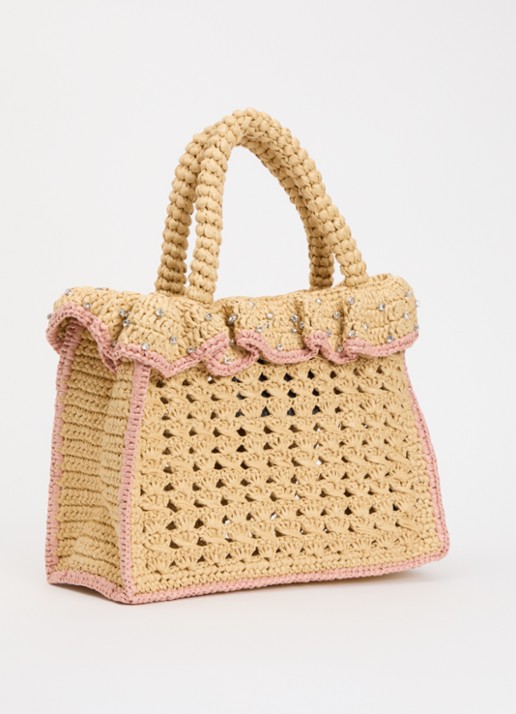 Kurt Geiger Chelsea shopper van crochet - achterkant 3 beige