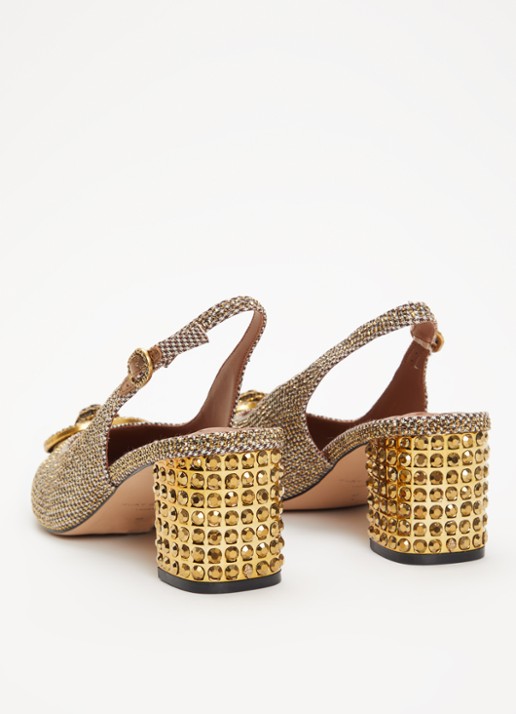Kurt Geiger Chelsea slingback met strass - achterkant 5 goud