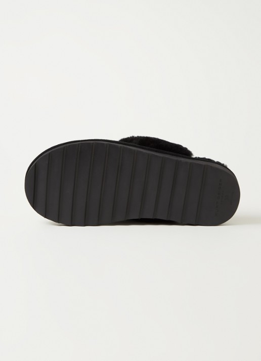 Kurt Geiger Cosy Stitch pantoffel van suède - detail 3 zwart