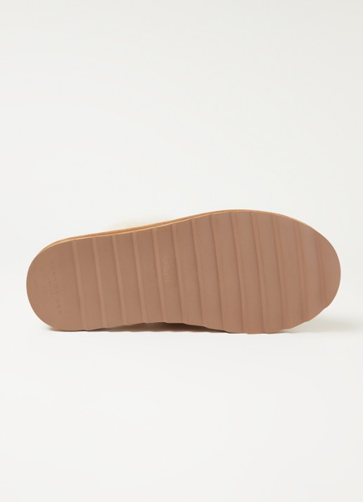 Kurt Geiger Cosy Stitch pantoffel van suède - detail 2 hazelnootbruin