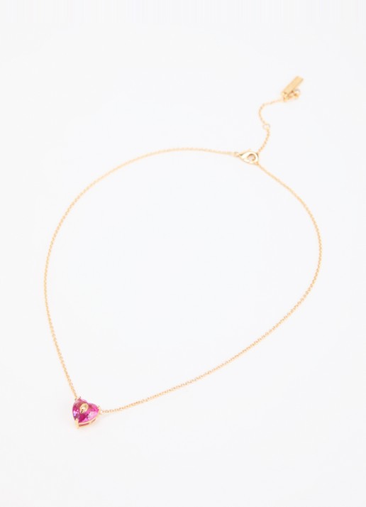 Kurt Geiger Crystal Heart ketting met kristal - detail fuchsia