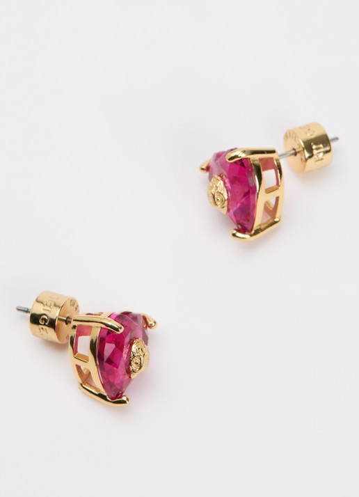 Kurt Geiger Crystal Heart oorknopjes met kristal - detail fuchsia