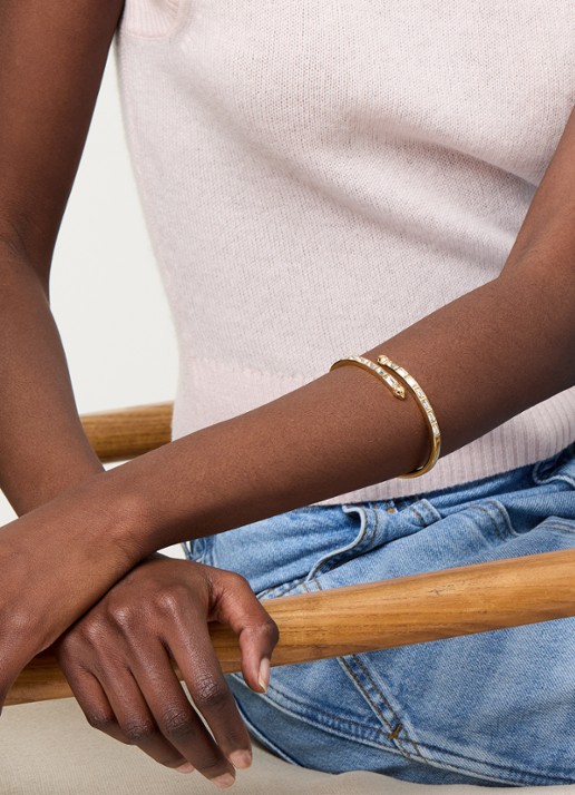 Kurt Geiger Eagle Bagette bangle met kristal - voorkant 2 wit