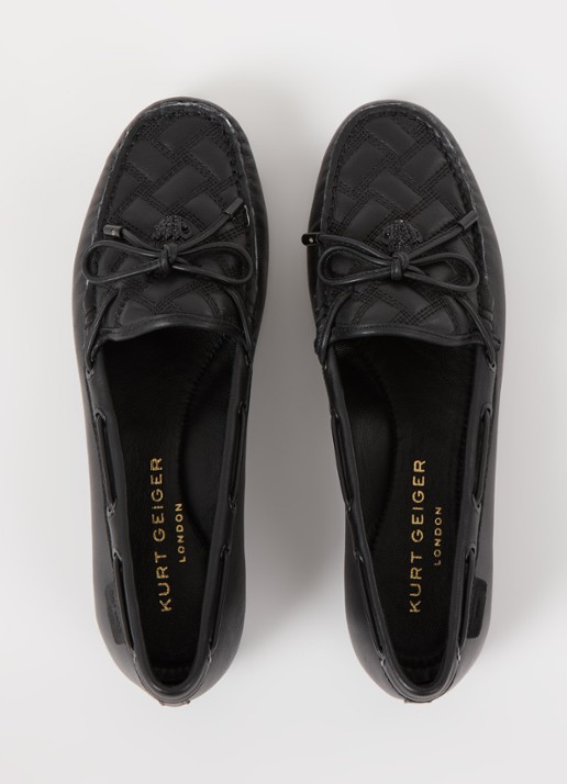 Kurt Geiger Eagle moccasin van leer met quilt patroon - detail 4 zwart