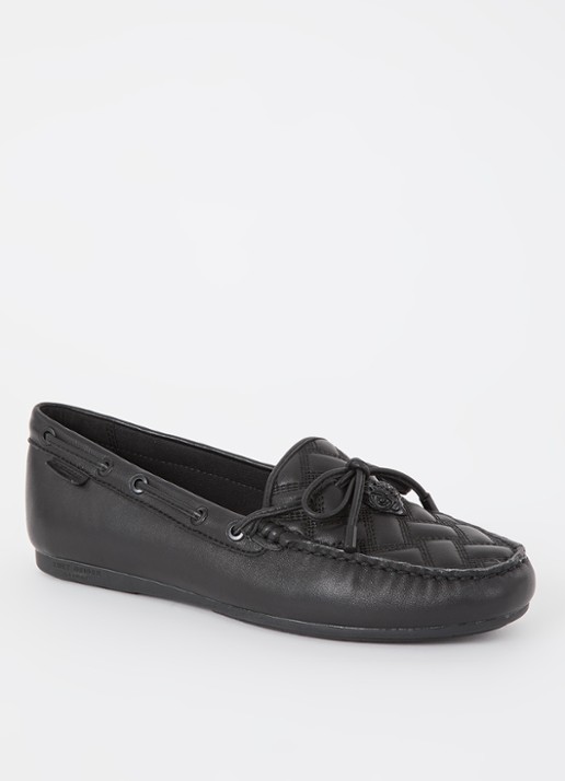 Kurt Geiger Eagle moccasin van leer met quilt patroon - voorkant 2 zwart