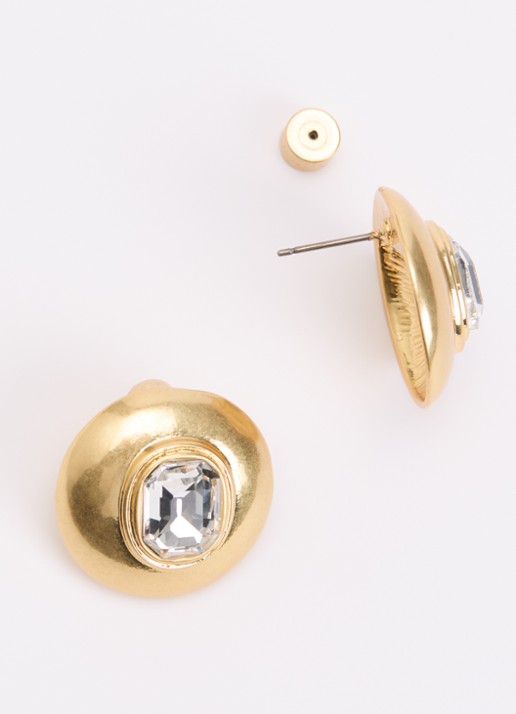 Kurt Geiger Emerald Dome oorstekers met kristal - voorkant 2 goud