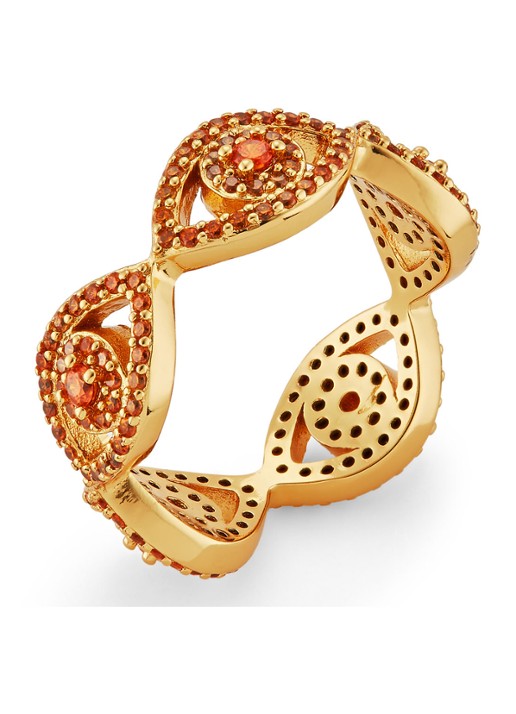 Kurt Geiger Evil Eye ring met kristal - voorkant orange