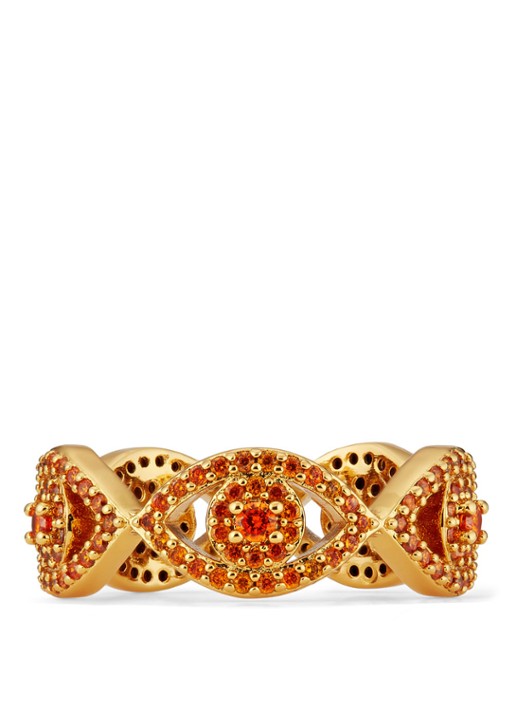 Kurt Geiger Evil Eye ring met kristal - voorkant 2 orange
