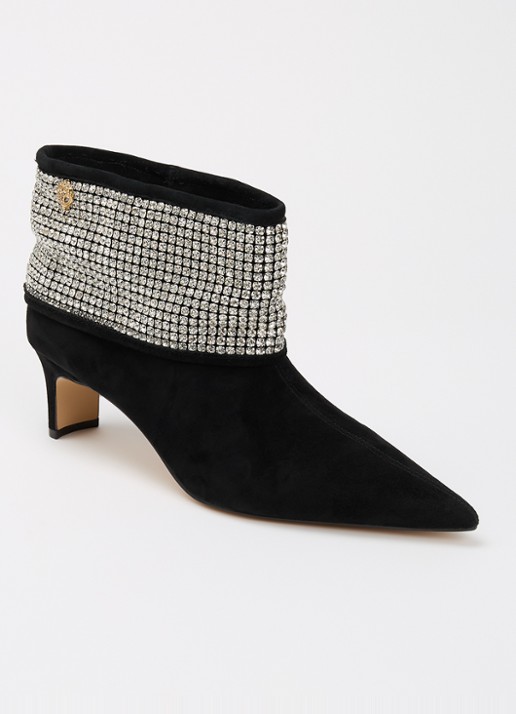 Kurt Geiger Fold Over enkellaarsje van suède met strass