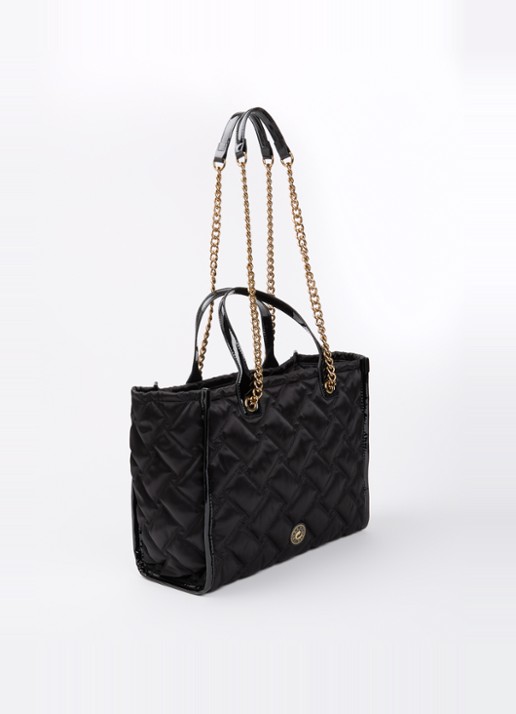 Kurt Geiger Hoxton shopper met quilt patroon en logo - achterkant 2 zwart