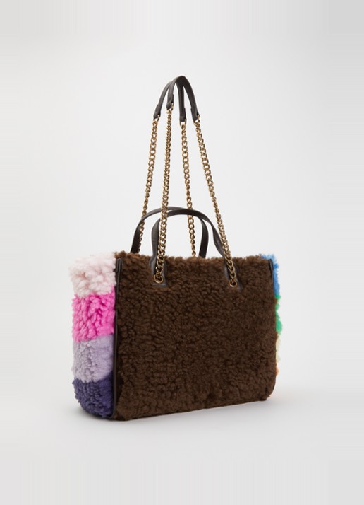 Kurt Geiger Hoxton shopper van leer met teddy - achterkant 4 bruin