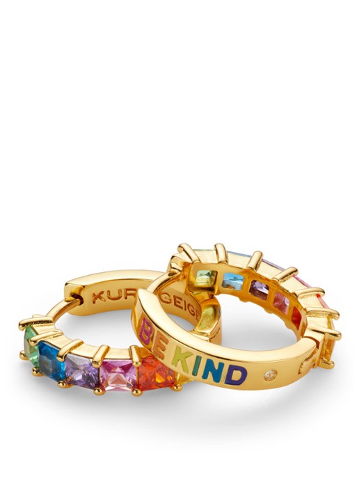 Kurt Geiger Huggie oorringen met kristal - voorkant 2 goud