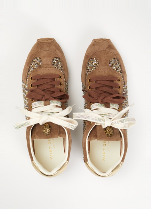 Kurt Geiger Islington sneaker  met suède details en strass - detail 4 beige