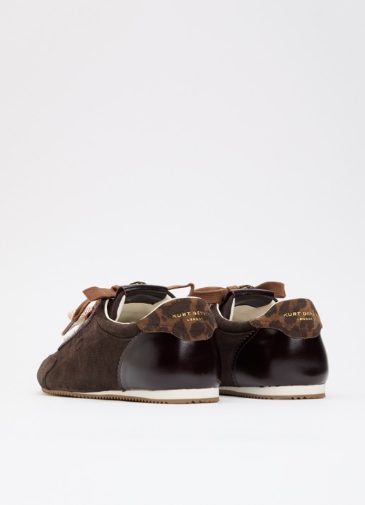 Kurt Geiger Islington sneaker van suède met details van leer - achterkant donkerbruin