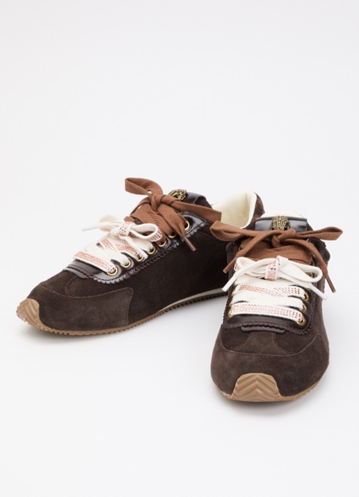 Kurt Geiger Islington sneaker van suède met details van leer - detail 3 donkerbruin