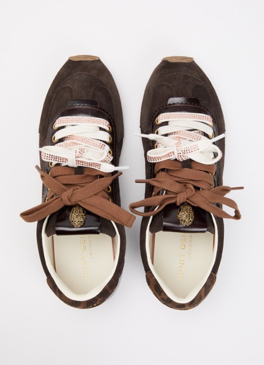 Kurt Geiger Islington sneaker van suède met details van leer - detail 4 donkerbruin