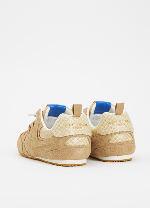 Kurt Geiger K Slim Runner sneaker van suède - achterkant beige