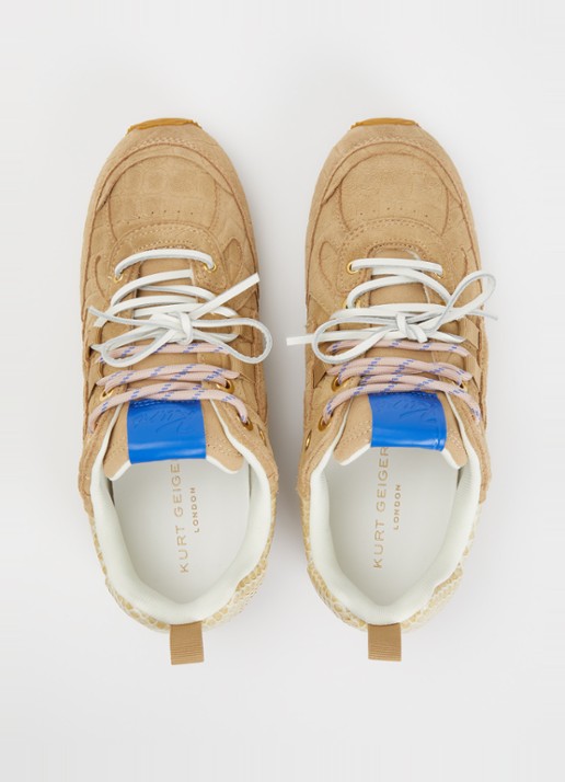 Kurt Geiger K Slim Runner sneaker van suède - detail 4 beige