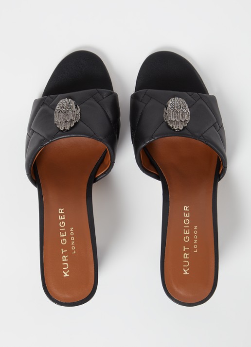 Kurt Geiger Kensington Block muiltje van leer met strass - detail 3 zwart