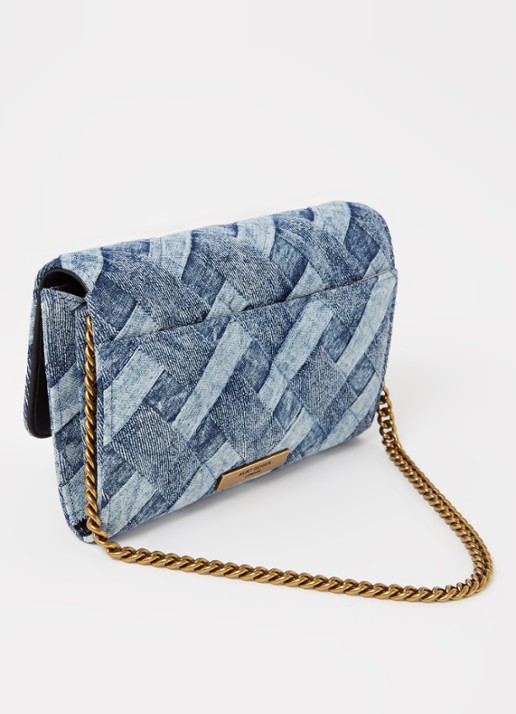 Kurt Geiger Kensington clutch van denim met afneembare schouderriem - achterkant indigo
