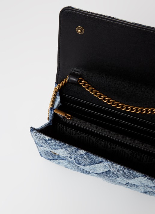 Kurt Geiger Kensington clutch van denim met afneembare schouderriem - detail 2 indigo