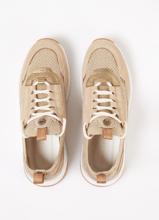 Kurt Geiger Kensington Knit sneaker met gebreid bovenwerk en suède details - detail 4 camel