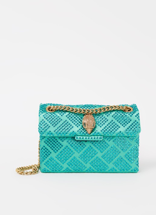 Kurt Geiger Kensington Mini schoudertas met strass - voorkant 2 groen