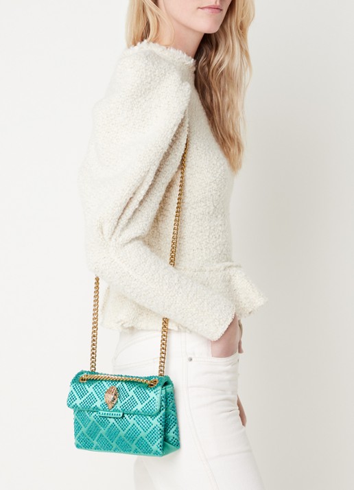 Kurt Geiger Kensington Mini schoudertas met strass - voorkant 3 groen
