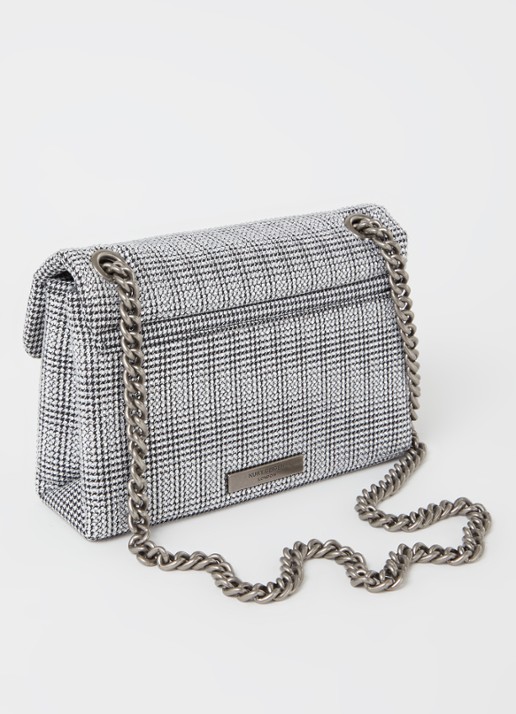 Kurt Geiger Kensington Mini schoudertas met strass - achterkant zilver