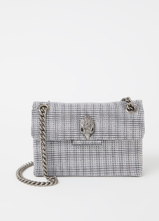 Kurt Geiger Kensington Mini schoudertas met strass - voorkant 2 zilver