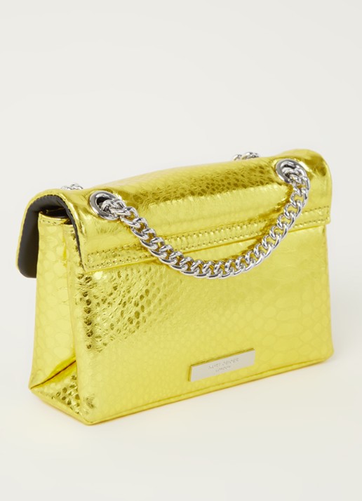 Kurt Geiger Kensington Mini X schoudertas van leer met metallic finish - achterkant 4 geel