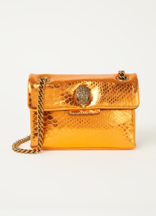 Kurt Geiger Kensington Mini X schoudertas van leer met metallic finish - voorkant orange