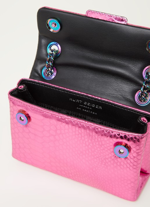 Kurt Geiger Kensington Mini X schoudertas van leer met metallic finish - detail 2 fuchsia