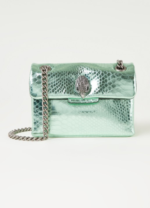 Kurt Geiger Kensington Mini X schoudertas van leer met metallic finish - voorkant lichtgroen