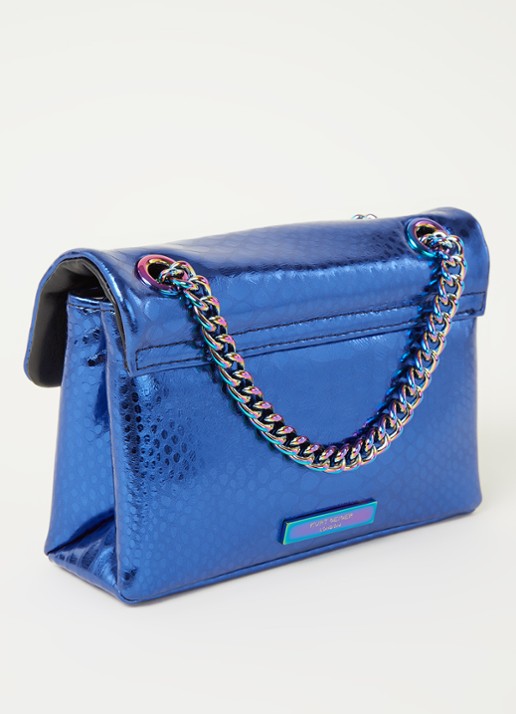 Kurt Geiger Kensington Mini X schoudertas van leer met metallic finish - achterkant blauw