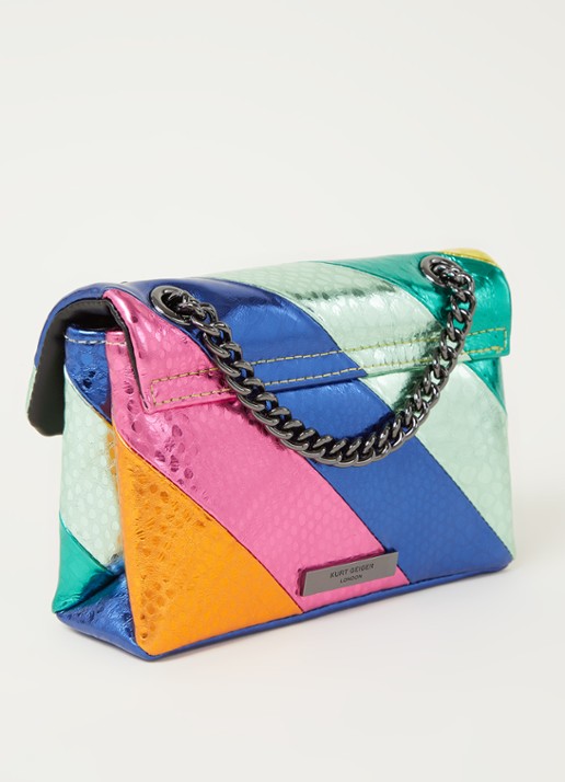 Kurt Geiger Kensington Mini X schoudertas van leer met metallic finish - achterkant multicolor