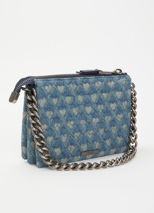 Kurt Geiger Kensington Puff handtas van denim met afneembare schouderriem - achterkant donkerblauw