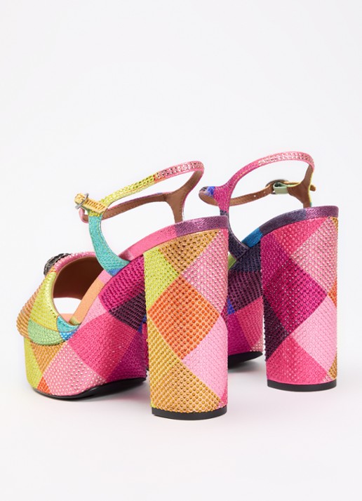 Kurt Geiger Kensington sandalette met strass  - achterkant 5 roze