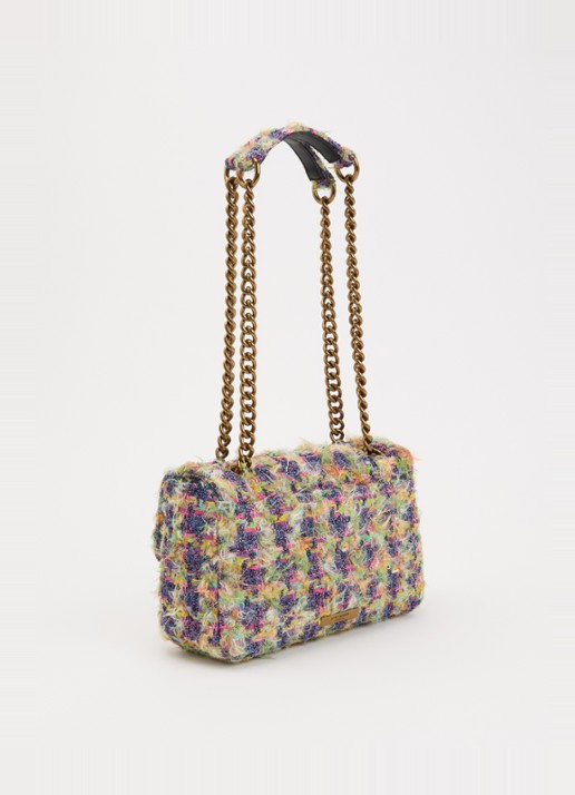 Kurt Geiger Kensington schoudertas met tweed-look en strass - achterkant multicolor