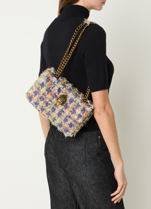 Kurt Geiger Kensington schoudertas met tweed-look en strass - voorkant 6 multicolor