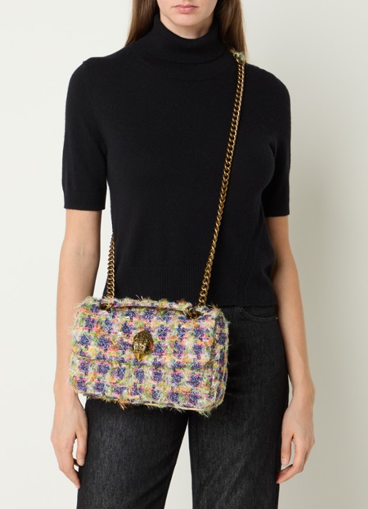 Kurt Geiger Kensington schoudertas met tweed-look en strass - voorkant 7 multicolor