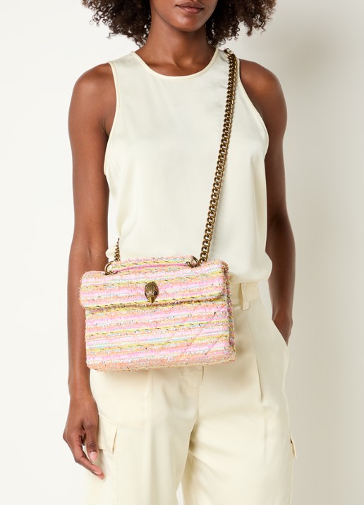 Kurt Geiger Kensington schoudertas met tweed-look - voorkant 3 roze