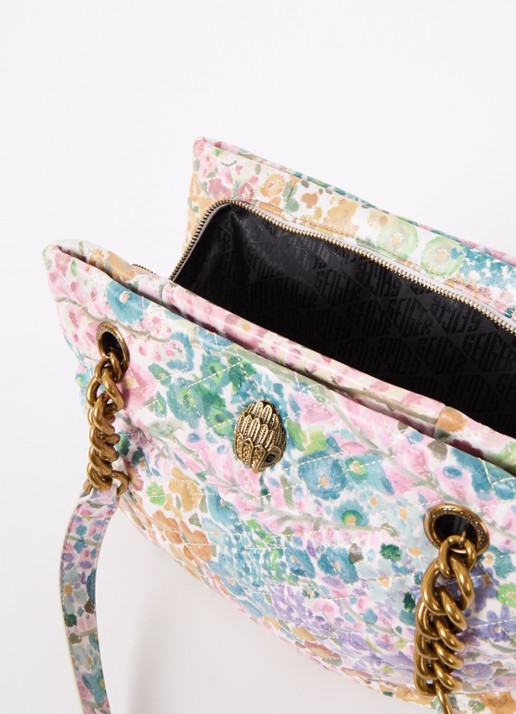 Kurt Geiger Kensington schoudertas van lamsleer met bloemenprint - detail 2 oudroze