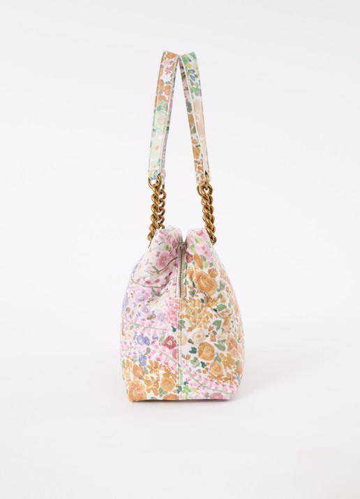 Kurt Geiger Kensington schoudertas van lamsleer met bloemenprint - detail 3 oudroze