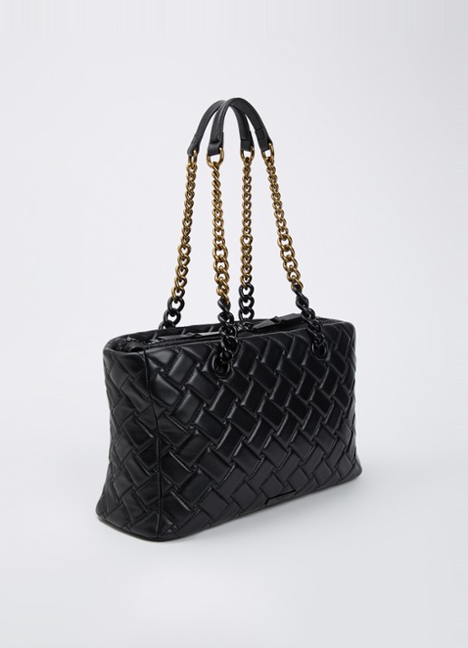 Kurt Geiger Kensington schoudertas van leer met quiltpatroon - achterkant 4 zwart