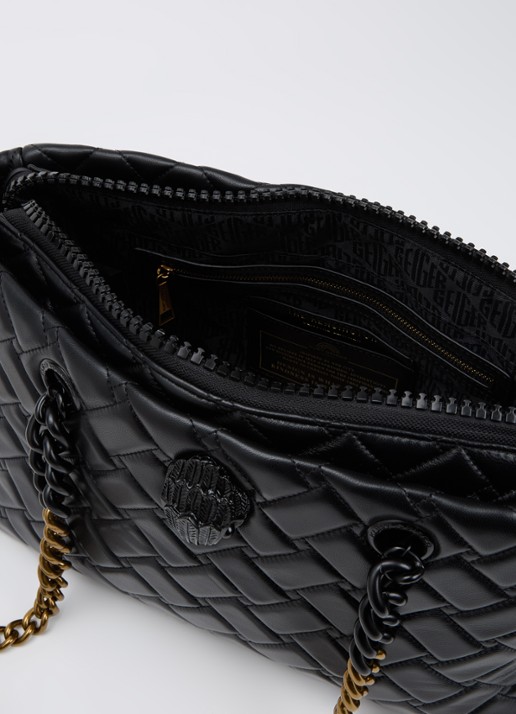 Kurt Geiger Kensington schoudertas van leer met quiltpatroon - detail zwart